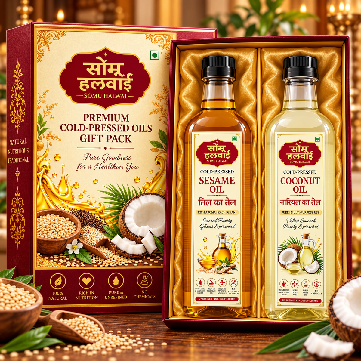 Cold-Pressed Sesame & Coconut Oil Gift Pack