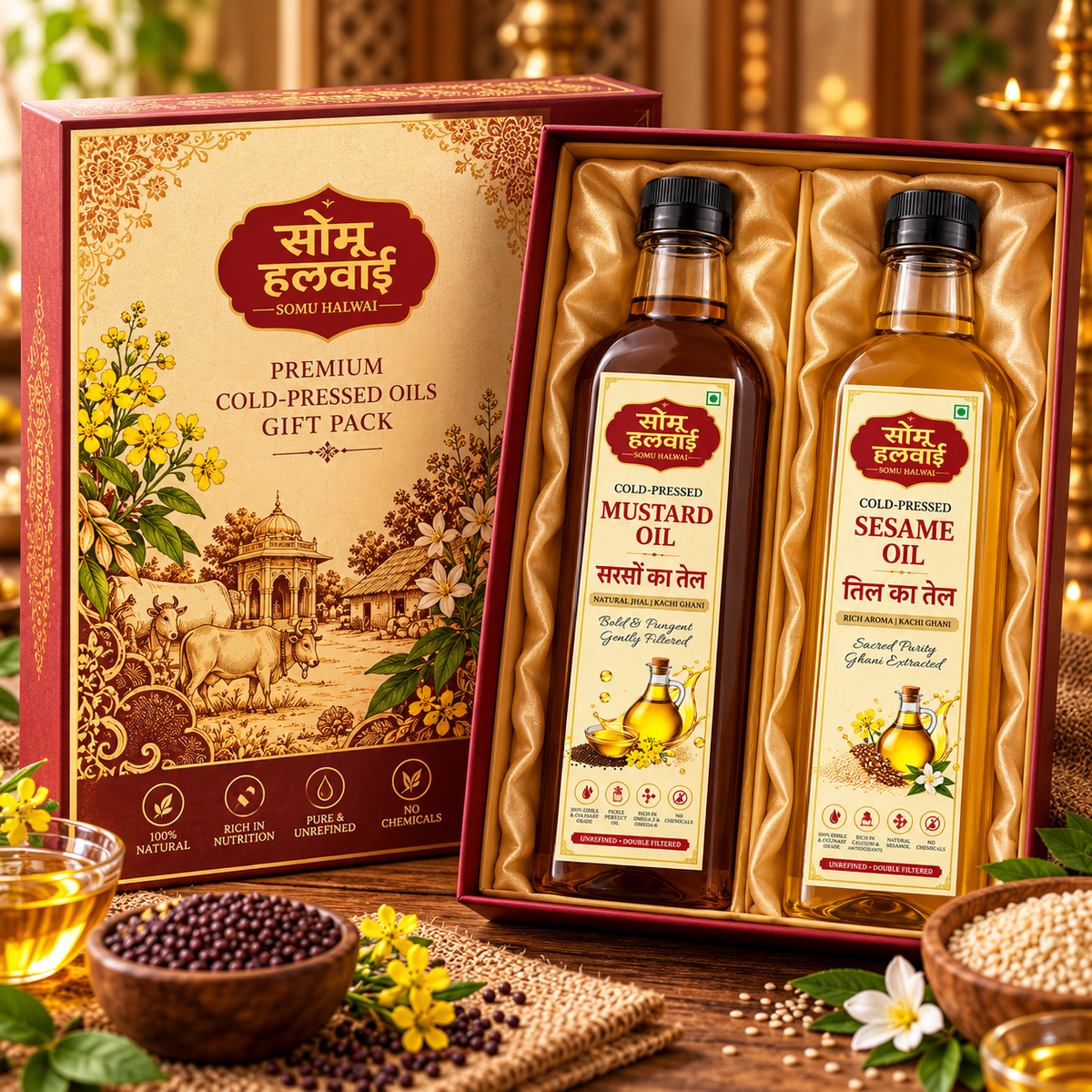Cold-Pressed Mustard & Sesame Oil Gift Pack by Somu Halwai
